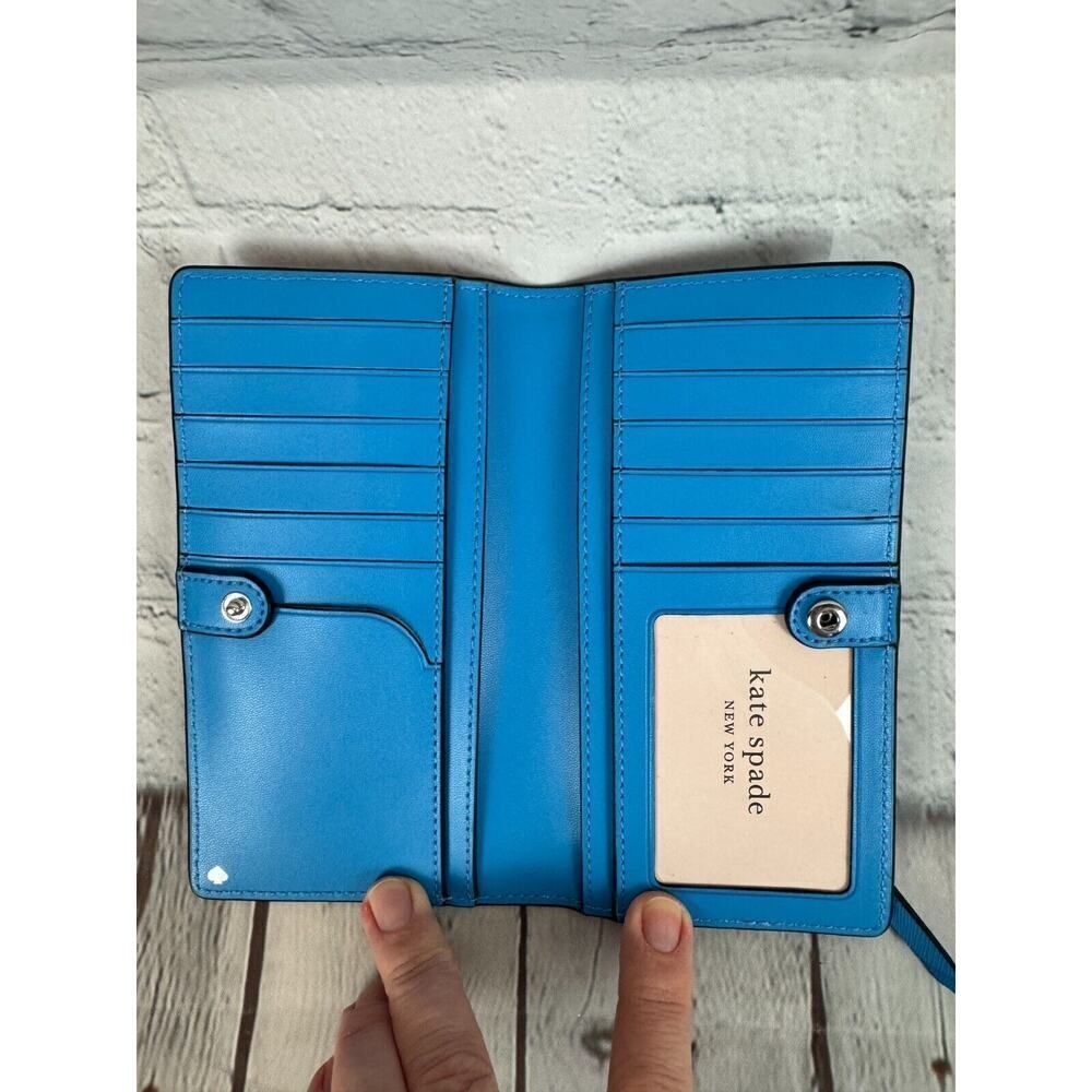 KATE SPADE NEW YORK Cameron blue saffiano leather logo wallet NEW - Picture 6 of 8